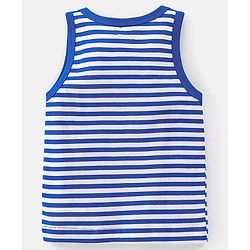 Babyhug 100% Cotton Knit Sleeveless Solid & Striped Sando Pack of 2 - Blue