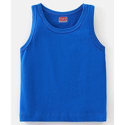 Babyhug 100% Cotton Knit Sleeveless Solid & Striped Sando Pack of 2 - Blue