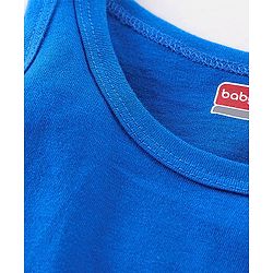 Babyhug 100% Cotton Knit Sleeveless Solid & Striped Sando Pack of 2 - Blue