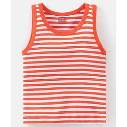 Babyhug 100% Cotton Knit Sleeveless Solid & Striped Sando Pack of 2 - Orange