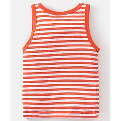 Babyhug 100% Cotton Knit Sleeveless Solid & Striped Sando Pack of 2 - Orange