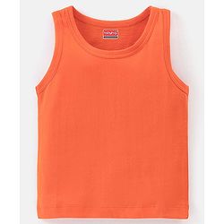 Babyhug 100% Cotton Knit Sleeveless Solid & Striped Sando Pack of 2 - Orange