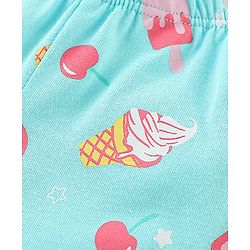 Babyhug Single Jersey Half Sleeves Night Suit Kitty Print - Blue