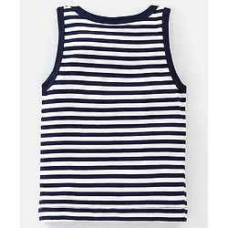 Babyhug 100% Cotton Knit Sleeveless Solid & Striped Sando Pack of 2 - Navy Blue