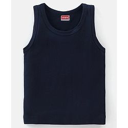 Babyhug 100% Cotton Knit Sleeveless Solid & Striped Sando Pack of 2 - Navy Blue