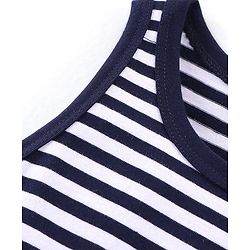 Babyhug 100% Cotton Knit Sleeveless Solid & Striped Sando Pack of 2 - Navy Blue