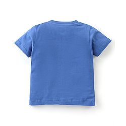 Babyhug Cotton Half Sleeves Night Suit Lion & Stripes Print- Blue