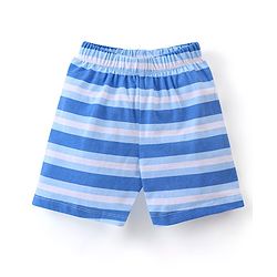 Babyhug Cotton Half Sleeves Night Suit Lion & Stripes Print- Blue