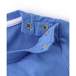 Babyhug Cotton Half Sleeves Night Suit Lion & Stripes Print- Blue