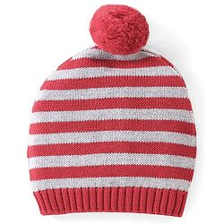 Babyhug Organic Cotton Knit Full Sleeves Baby Sweater Set with Cap & Chipmunk Applique - Red