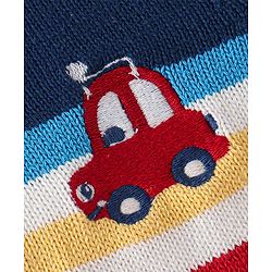 Babyhug Organic Full Sleeves Baby Sweater Set Striped with Cap - Navy Blue