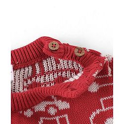 Babyhug Organic Cotton Full Sleeves Car Design Sweater Set with Cap - Red