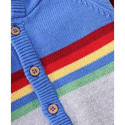 Babyhug Organic Cotton Full Sleeves Hooded Sweater Set - Blue