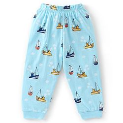 Babyhug Cotton Knit Half Sleeves Night Suit Boats Print - Blue