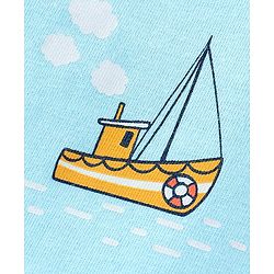 Babyhug Cotton Knit Half Sleeves Night Suit Boats Print - Blue