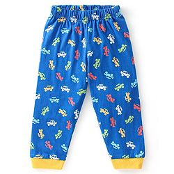 Babyhug Cotton Knit Half Sleeves Car Printed Night Suit - Blue