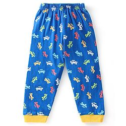 Babyhug Cotton Knit Half Sleeves Car Printed Night Suit - Blue