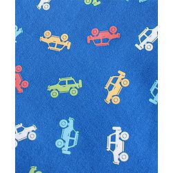 Babyhug Cotton Knit Half Sleeves Car Printed Night Suit - Blue