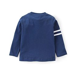 Babyhug Cotton Knit Full Sleeves Night Suit with Text & Stars Print - Blue & Light Grey