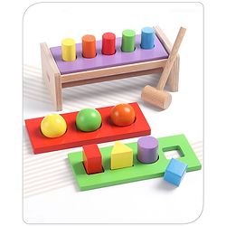 Babyhug Wooden Montessori  Activity Hammer Toy - Multicolour