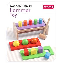 Babyhug Wooden Montessori  Activity Hammer Toy - Multicolour