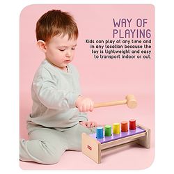 Babyhug Wooden Montessori  Activity Hammer Toy - Multicolour