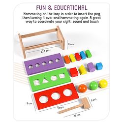 Babyhug Wooden Montessori  Activity Hammer Toy - Multicolour