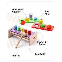 Babyhug Wooden Montessori  Activity Hammer Toy - Multicolour