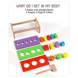 Babyhug Wooden Montessori  Activity Hammer Toy - Multicolour