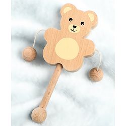 Babyhug Montessori  Wooden Baby Rattle Toy - Beige
