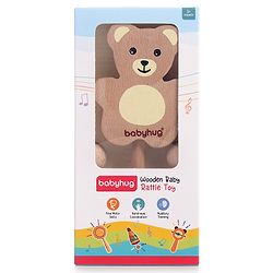 Babyhug Montessori  Wooden Baby Rattle Toy - Beige
