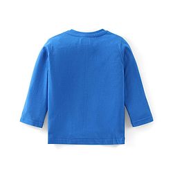 Babyhug Cotton Knit Full Sleeves Night Suit Stripes & Dino Print - Blue