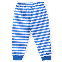 Babyhug Cotton Knit Full Sleeves Night Suit Stripes & Dino Print - Blue