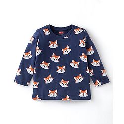 Babyhug Cotton Full Sleeves Night Suit With Fox Print - Navy Blue