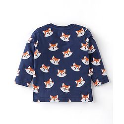 Babyhug Cotton Full Sleeves Night Suit With Fox Print - Navy Blue