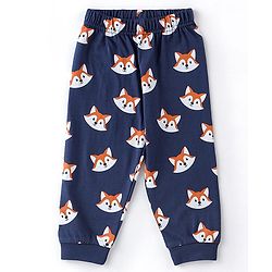 Babyhug Cotton Full Sleeves Night Suit With Fox Print - Navy Blue
