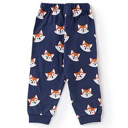 Babyhug Cotton Full Sleeves Night Suit With Fox Print - Navy Blue