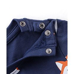 Babyhug Cotton Full Sleeves Night Suit With Fox Print - Navy Blue