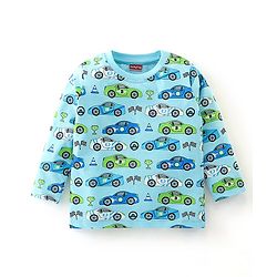Babyhug Cotton Jersey Full Sleeves Night Suit Car Print - Blue