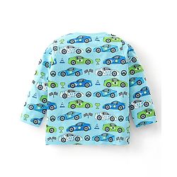 Babyhug Cotton Jersey Full Sleeves Night Suit Car Print - Blue