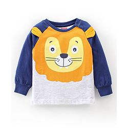 Babyhug Cotton Knit Full Sleeves Night Suit with Animal Print - Blue