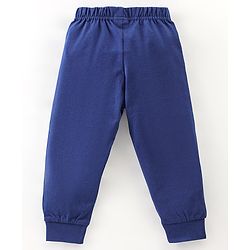 Babyhug Cotton Knit Full Sleeves Night Suit with Animal Print - Blue