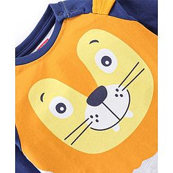 Babyhug Cotton Knit Full Sleeves Night Suit with Animal Print - Blue
