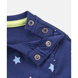 Babyhug Cotton Knit Full Sleeves Night Suit Text & Star Print - Blue