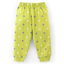 Babyhug Cotton Knit Full Sleeves Night Suit With Text & Stars Print - Green