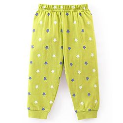 Babyhug Cotton Knit Full Sleeves Night Suit With Text & Stars Print - Green