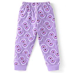 Babyhug Cotton Knit Half Sleeves Night Suit with Unicorn Print - Lavender