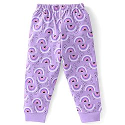 Babyhug Cotton Knit Half Sleeves Night Suit with Unicorn Print - Lavender