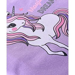 Babyhug Cotton Knit Half Sleeves Night Suit with Unicorn Print - Lavender