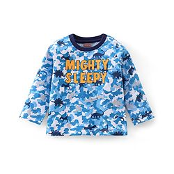 Babyhug Cotton Knit Full Sleeves Camouflage & Dino Printed Night Suits Pack of 2 - Blue & Yellow